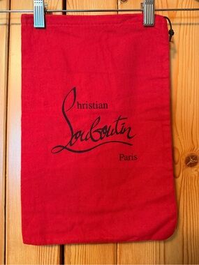 Christian Louboutin Red Velvet Dust Bag Drawstring Shoe Bag Authentic 13.5x9